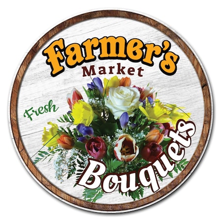 Farmers Market Bouquets Circle Vinyl Laminated Decal